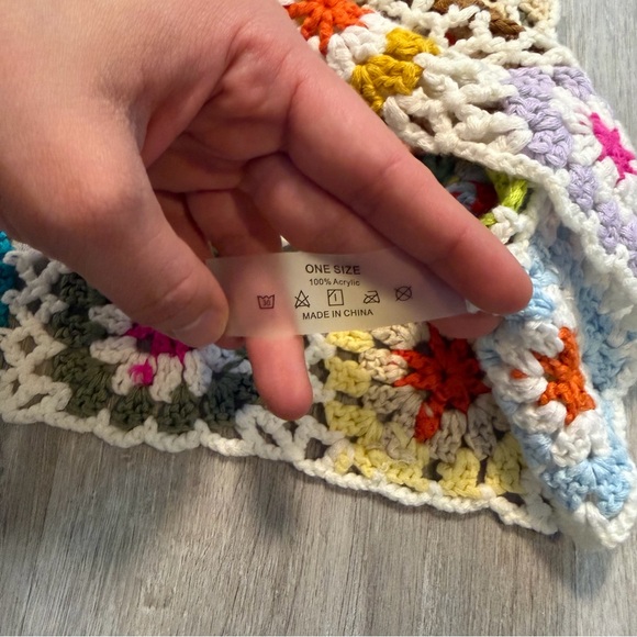 Women's Crochet Granny Square Tank Top Boho Hippie Festival Crop One Size - Picture 2 of 5